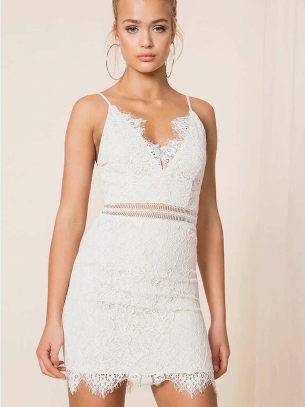 superdown Woman’s S Ivory Lace Spaghetti Strap Mini Dress NWT